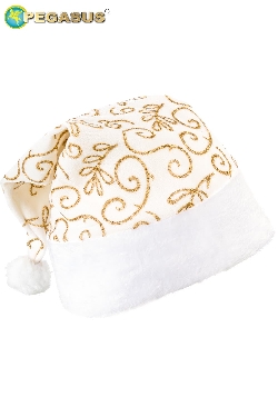 CAPPELLO BABBO NATALE VELLUTO STAMPATO PANNA
